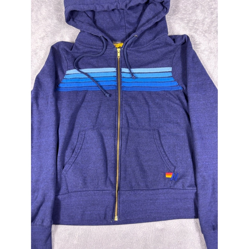 Aviator Nation Full Zip Hoodie Sweatshirt 5 Stripe Womens S Purple Hooded - Picture 2 of 10